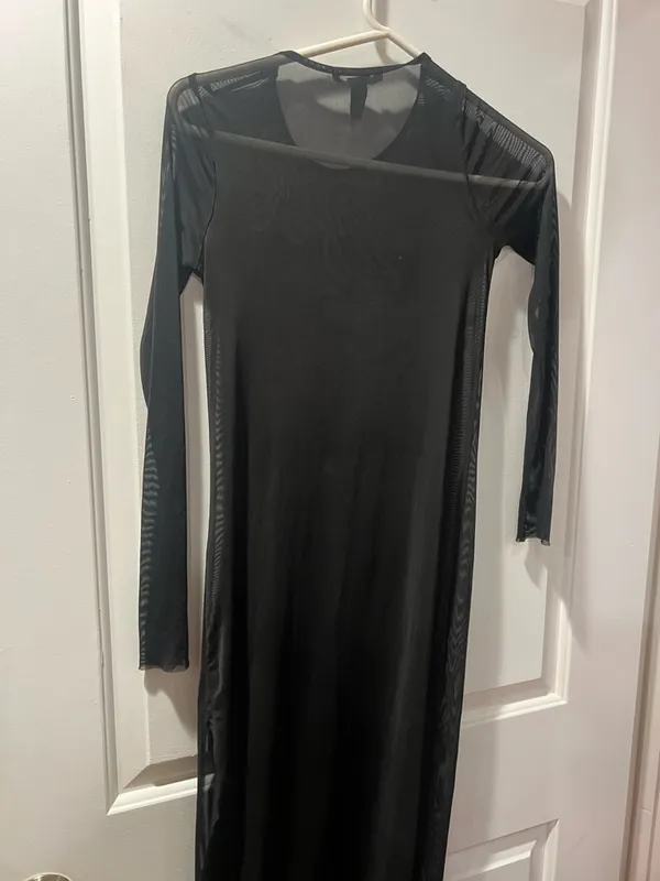 Forever 21 Black Maxi Dress with Red Floral Embroidery - Image 4