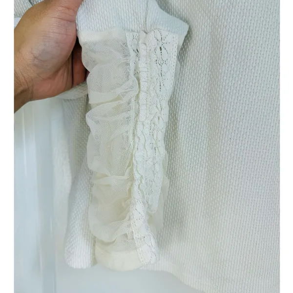 Free People Wear Me Out Thermal Mesh Lace Cuff Sleeve Top Medium Cottagecore‎ - Image 9