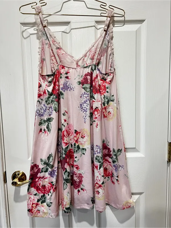 Flora Nikrooz Chemise Slip Nightgown Pajama Dress Size XL Pink Floral Lace - Image 2
