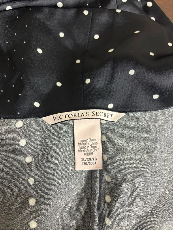 Victoria’s Secret Pajama Top XL Black White Polka Dot Blazer Button Front - Image 3