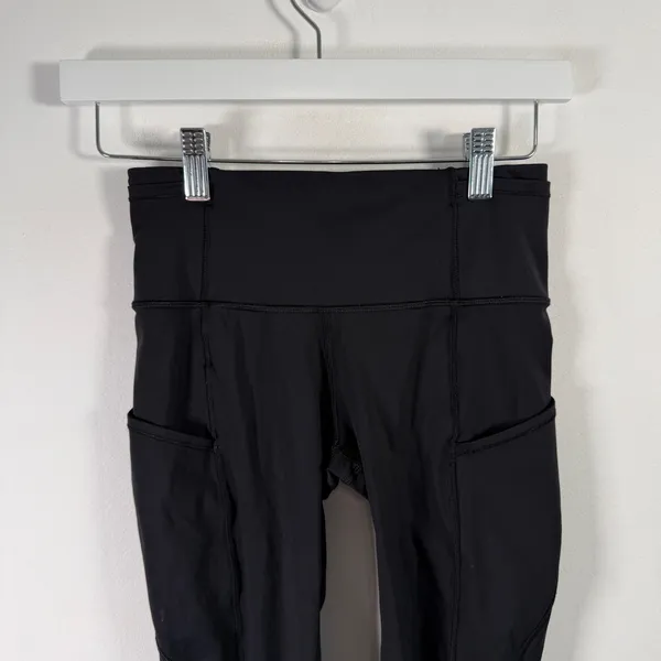 Lululemon‎ Fast Free High Rise Tight 19" Black Leggings Workout Pockets Womens 4 - Image 3