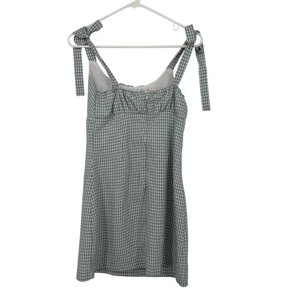 L.A. Hearts Gingham Mini‎ Dress Womens Small Sage Green Excellent Tie Shoulder - Image 6