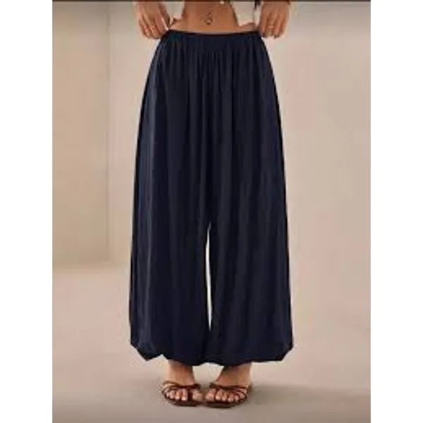 0 XS Balloon Pants Palazzo ZARA Navy Blue Semi Sheer lined Flowy Modern Boho - Image 6