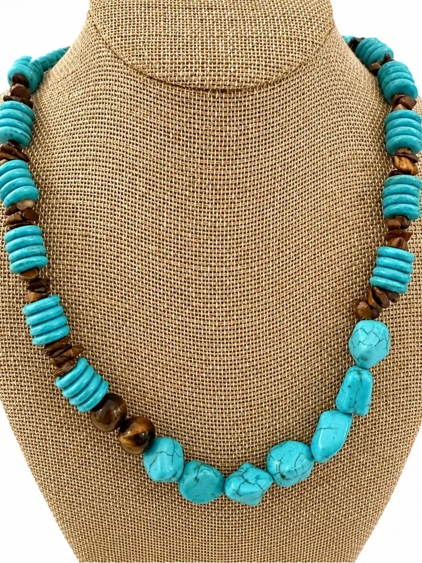Boho Statement Turquoise Howlite Gemstone Blue - Image 3
