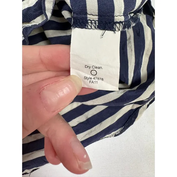 J.Crew The Boy Shirt Navy White Striped 100% Silk Button Down Size 10 - Image 7