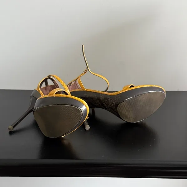 Yellow‎ Strappy Heels Sz 6 Yellow - Image 6