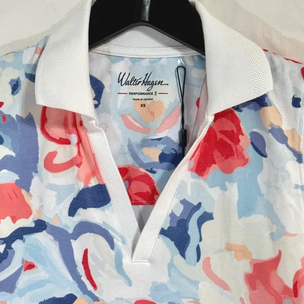 Walter Hagen Performance 11 Sleeveless Golf Polo XS White Gouache Floral Top NEW - Image 3