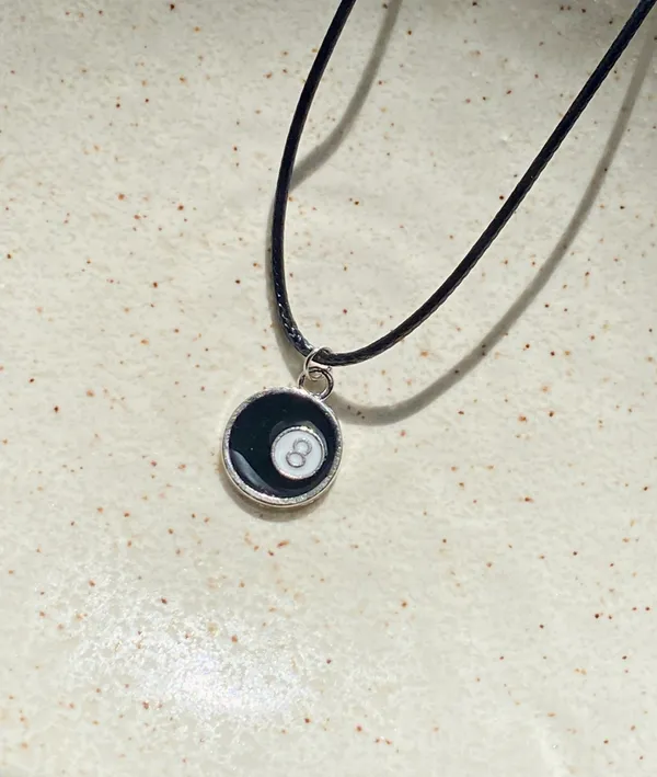 Handmade 8 ball grunge funky unisex simple necklace🎲8️⃣🖤 - Image 6