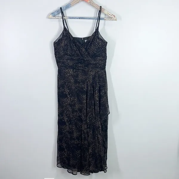 Rickie Freeman for Teri Jon chiffon animal print midi dress size 8 - Image 2