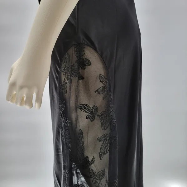 HHQ Maxi Slip Dress Size M Black Satin Lace Trim Spaghetti Strap Sexy NWT - Image 15