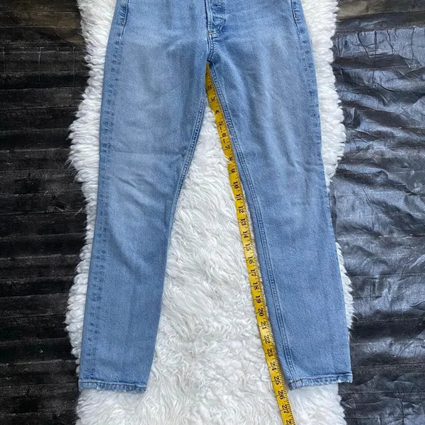 Agolde Blue Medium Wash Button Fly Jeans Mid Rise Skinny Denim - Image 6
