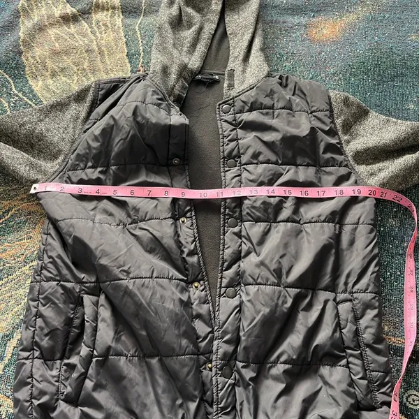 Ocean Current Women’s Puffer Jacket XL Black Gray Two Tone Button Up Hoodie Y2K - Image 14