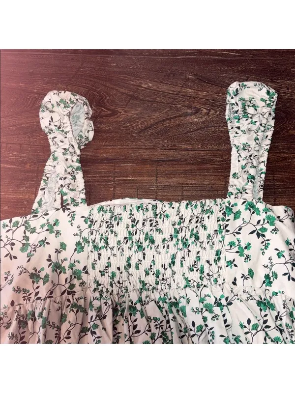 ELOQUII Floral Cotton Poplin Corset Midi Dress Green‎ White NWT 18 Cottagecore - Image 6