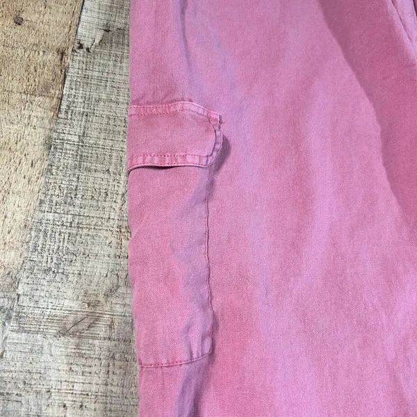 Sincerely Jules Cargo Pants Womens L Dusty Rose Linen Look Drawstring Wide Leg - Image 3