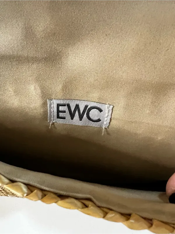 EWC Neutral Gold Raffia Woven Straw Envelope Clutch Boho Vacation Purse - Image 6