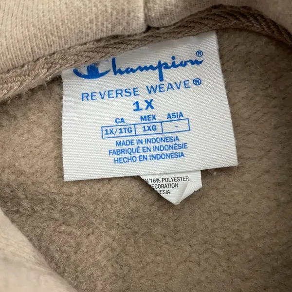 Champion Reverse Weave Hoodie Women 1X Tan‎ Heavyweight Pullover - Image 3