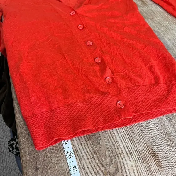 J. Crew Blood Orange Merino‎ Wool Cardigan small button down - Image 7