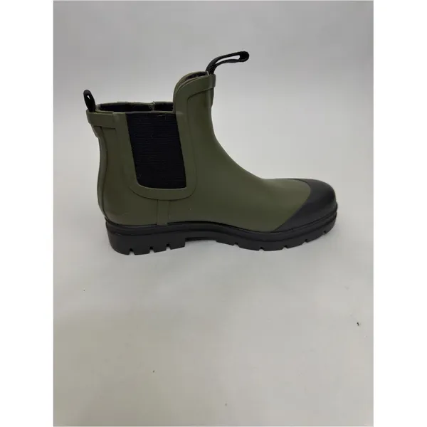 Hunter Women 5 Olive Green Black Cap Toe Chelsea Ankle Rain Boots Lug Sole - Image 5