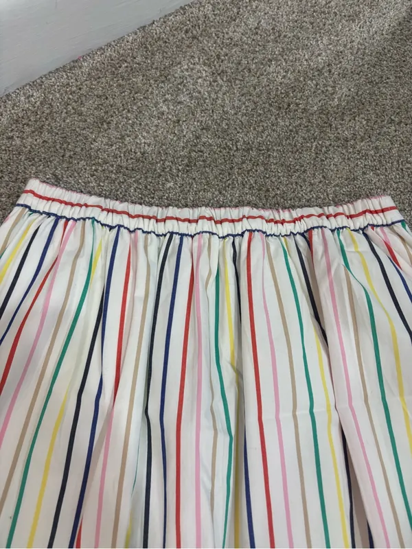 J Crew Factory Rainbow Stripe Button Front Poplin Midi Skirt Multicolored Size S - Image 9