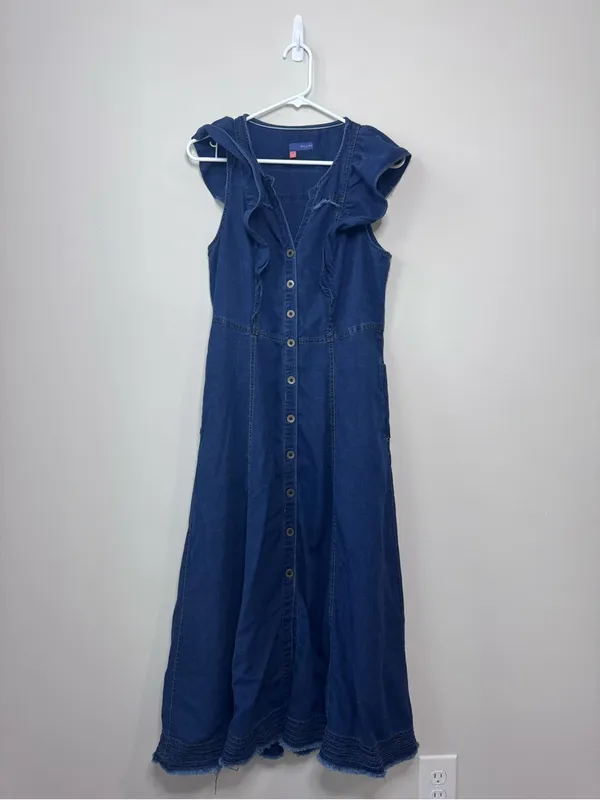 Pilcro Denim Flutter Sleeve MIDI Dress - Image 2