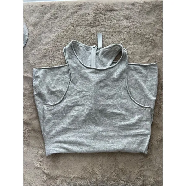 Skims Gray Sleeveless Womens Romper With Back Zipper Closure L 90% Cotton 10% - Image 8