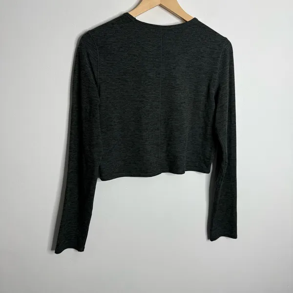 Girlfriend Collective‎ ReSet Cropped Long Sleeve Workout Top Gray LG Activewear - Image 6