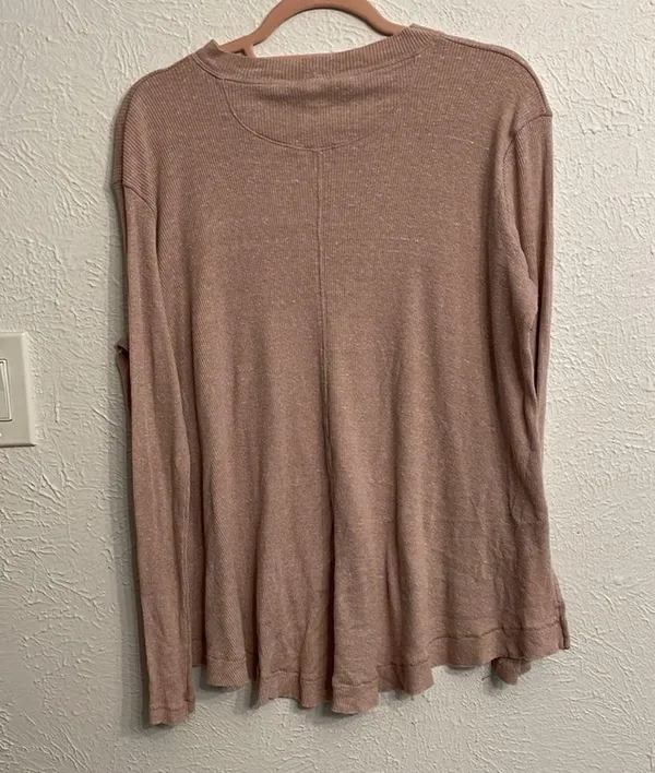 We The Free Top People Lover Ribbed Long Sleeve Taupe - Image 2