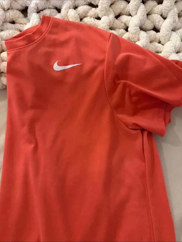 Nike Women's Coral Short Sleeve Tee with White Swoosh - Image 5