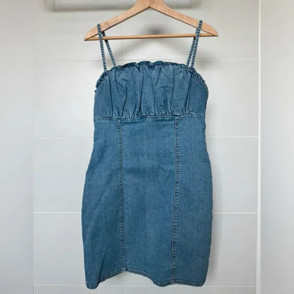H&M Divided Denim Mini Dress with Spaghetti Straps -‎ Size M - Image 2