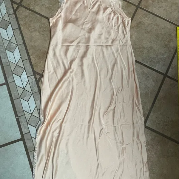 Elegant Cream Satin Slip Dress - Image 2