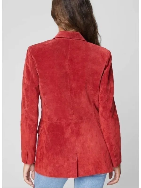 NWT BlankNYC Suede 100% Leather Double Breasted Blazer S Stolen Kiss Red - Image 12