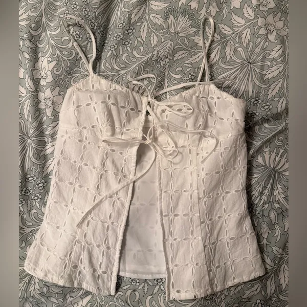 NIA Mia Top (White Eyelet Lace Tie-Front Top) - Image 2