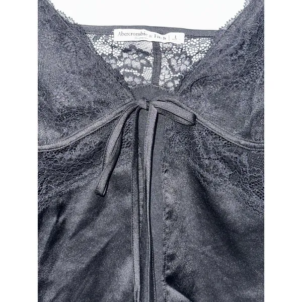 Abercrombie & Fitch Sleepwear Black Lace Sheer Bow Tie Camisole Top Women Size L - Image 3