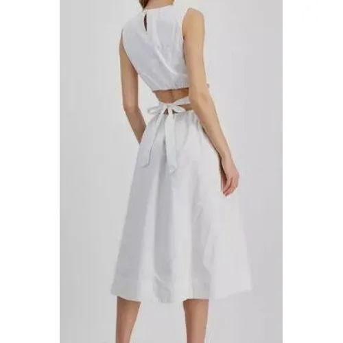 Rachel Rachel Roy Women Dress 8 White Midi Cutout Back Tie Waist Sleeveless - Image 2