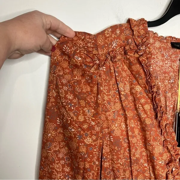 House of Harlow 1960 long sleeve puffed sleeve dress v-neck rust‎ size Medium - Image 4