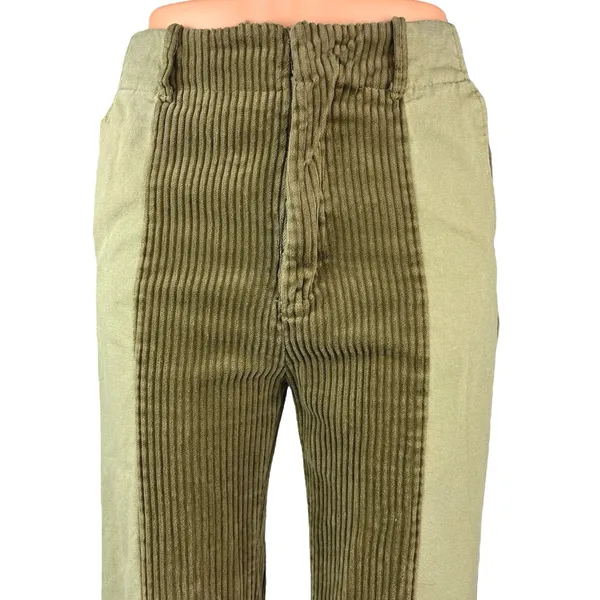 Urban Outfitters Corina Green Corduroy Colorblock High-Waist Trousers Pants 0 - Image 4