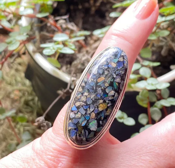 Sterling Silver Copper Ethiopian Opal  Ring Size 6 - Image 5