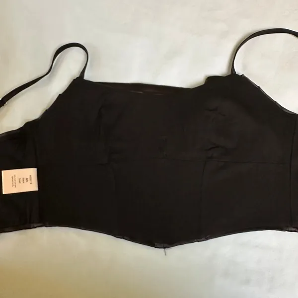 Black satin corset crop top - Image 4