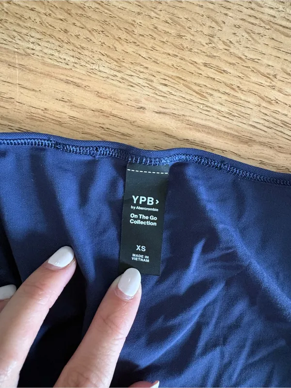Abercrombie & Fitch Navy Blue Wrap Crop Top - Image 2