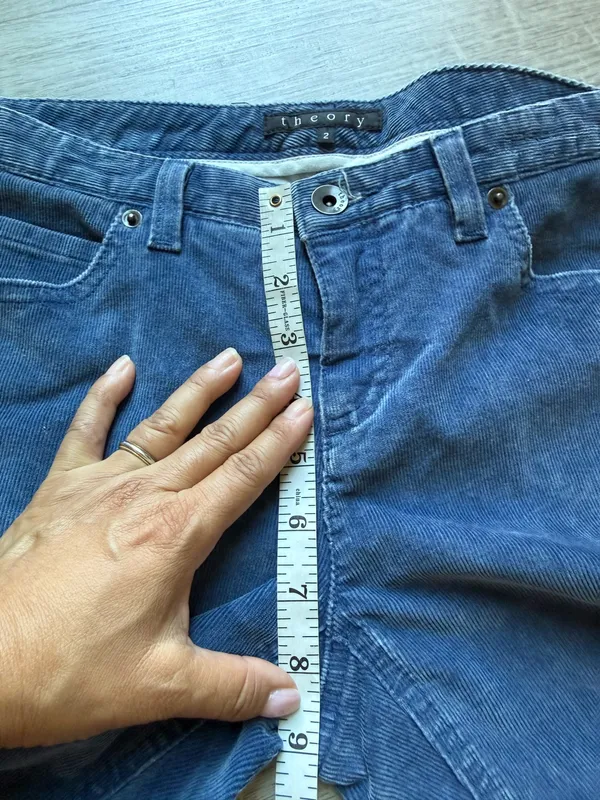 Theory Blue Corduroy Pants Size 2 Low Rise Flare Bootcut Retro Y2K Style - Image 7