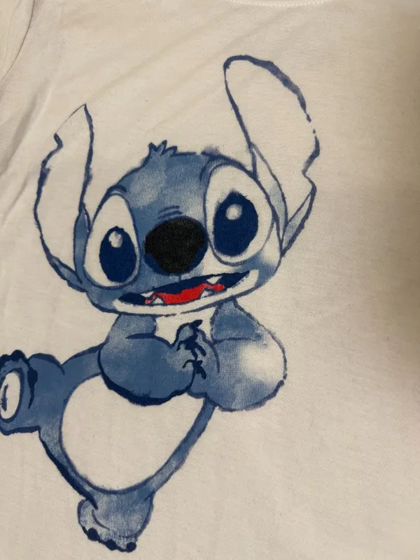 Disney Stitch T Tee Shirt Cropped Raw Hem Size Medium - Image 2
