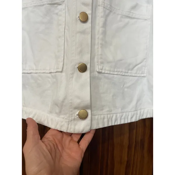Zara white denim cropped trucker jacket Small - Image 3