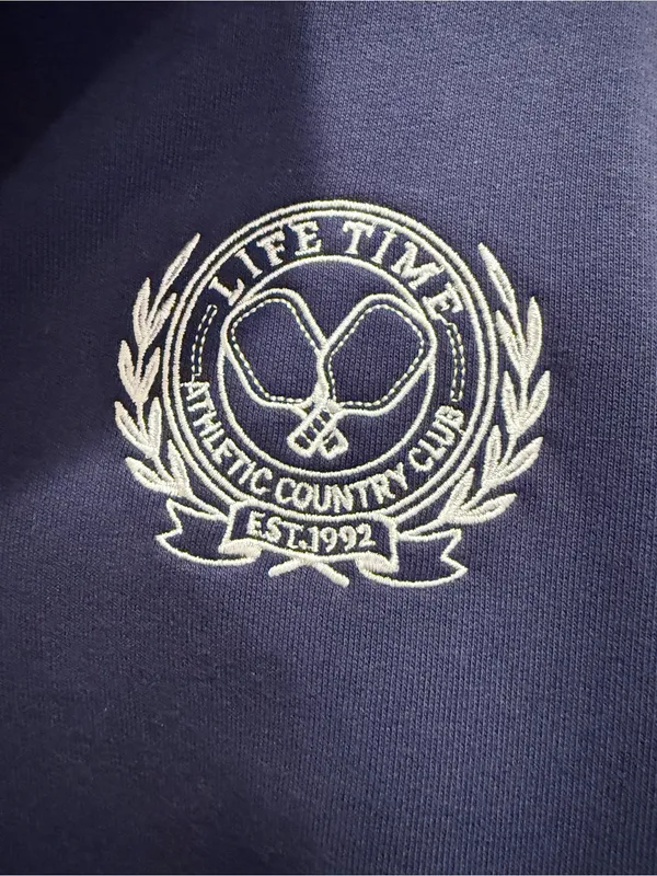 EVEREVE x LIFETIME NWT Varsity Quarter Zipper Pullover Sweatshirt Navy Blue L - Image 7