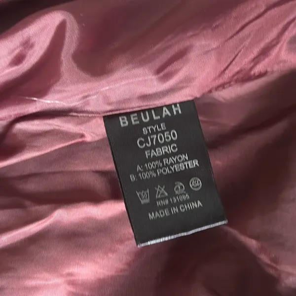 Beulah Style Maroon Vegan Leather‎ Jacket W/ Fur Trim Size Medium - Image 7