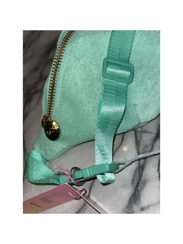 STONEY CLOVER LaNe Target Mint Green Fanny Pack Terrycloth Belt Hip Bag NEW - Image 9
