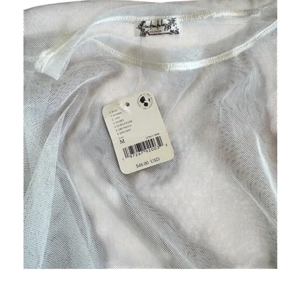 Free People White Sheer Mesh Dress Long‎ Sleeve Size M Layering See Through - Image 4