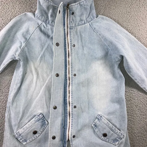 Oversized Denim Cargo Parka Jacket M Gorpcore Utility Field Coat Blue Light Wash Size M - Image 4