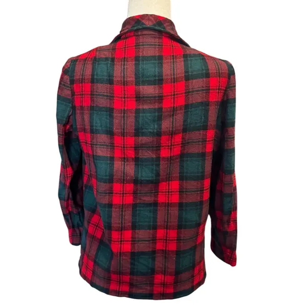 1960s Pendleton “49er” Wool Jacket – Vintage Red & Green Tartan Plaid – XS/S - Image 6