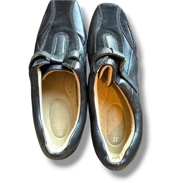 Naturalizer Carlo Loafers Womens 7.5 S Black Brown Leather Suede Hook Loop - Image 6