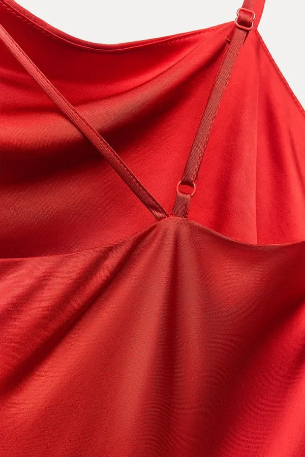red midi dress satin party wedding coctail shower night out - Image 14